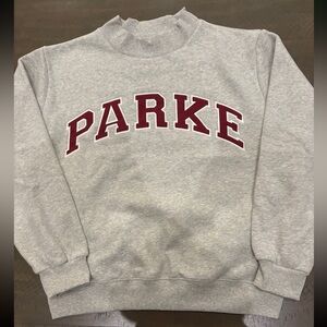 Parke Gray Crewneck with Maroon Lettering